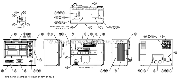Battery Charger H-Panel 10a12v Diagram and Parts List for QT07068GVSNA (6168590)(2010) Generac Generator