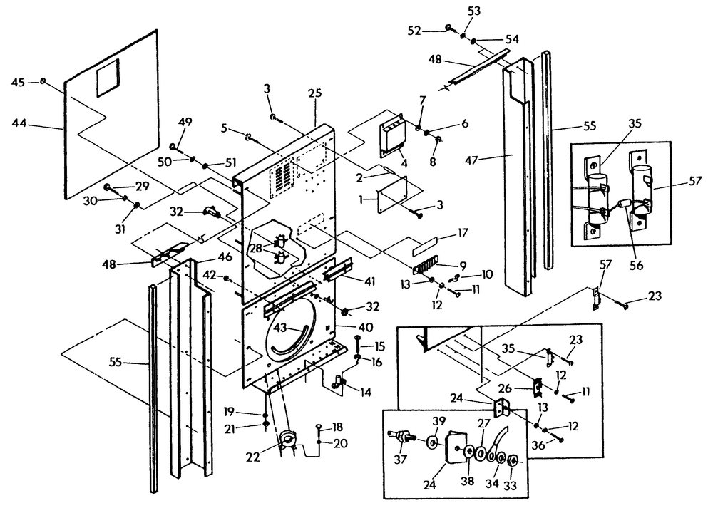 Back Of Control Panel Diagram and Parts List for 9573-2  Generac Generator