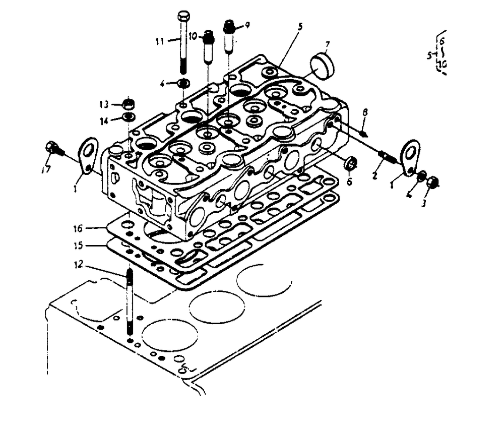 Cylinder Head Diagram and Parts List for 1008-D  Generac Welder