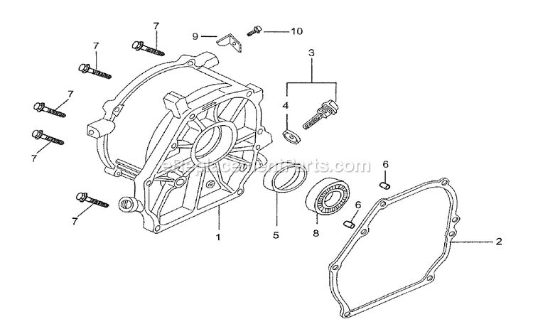 Crankcase Cover Diagram and Parts List for 005723R0 (5132447)(2016) Generac Generator