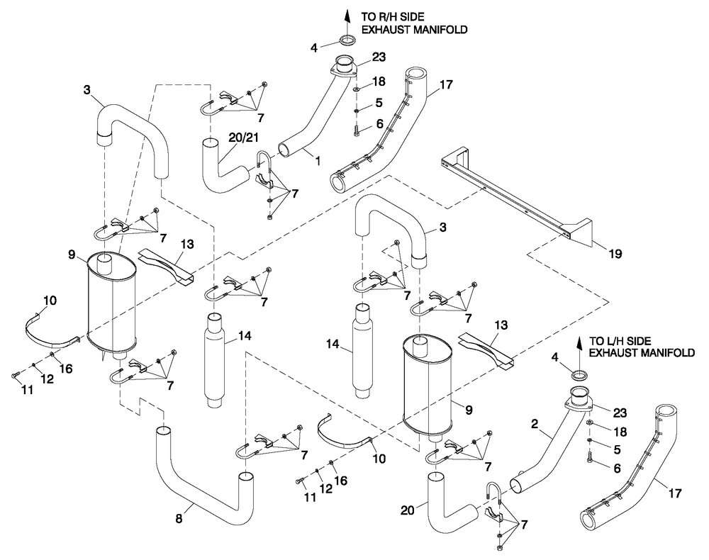 Muffler 5.4l/6.8l Cpl Exhaust C3 Diagram and Parts List for QT05554AVNNA (4495265 - 4709649)(2007) Generac Generator