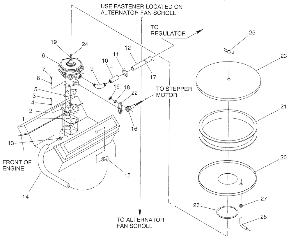Carburetor Diagram and Parts List for 0046260 (3580746)(2001) Generac Generator