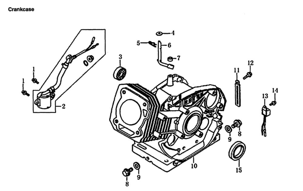 Crankcase Diagram and Parts List for 005941-3  Generac Generator