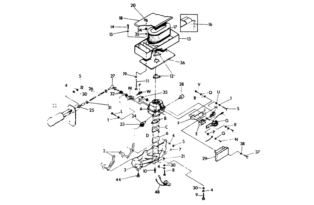Gasoline Carburetor Diagram and Parts List for 9382-0  Generac Generator