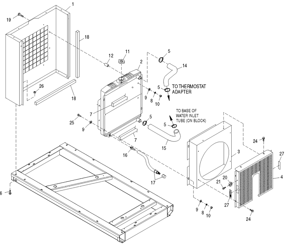 Radiator Diagram and Parts List for 0050312 (4328537)(2005) Generac Generator