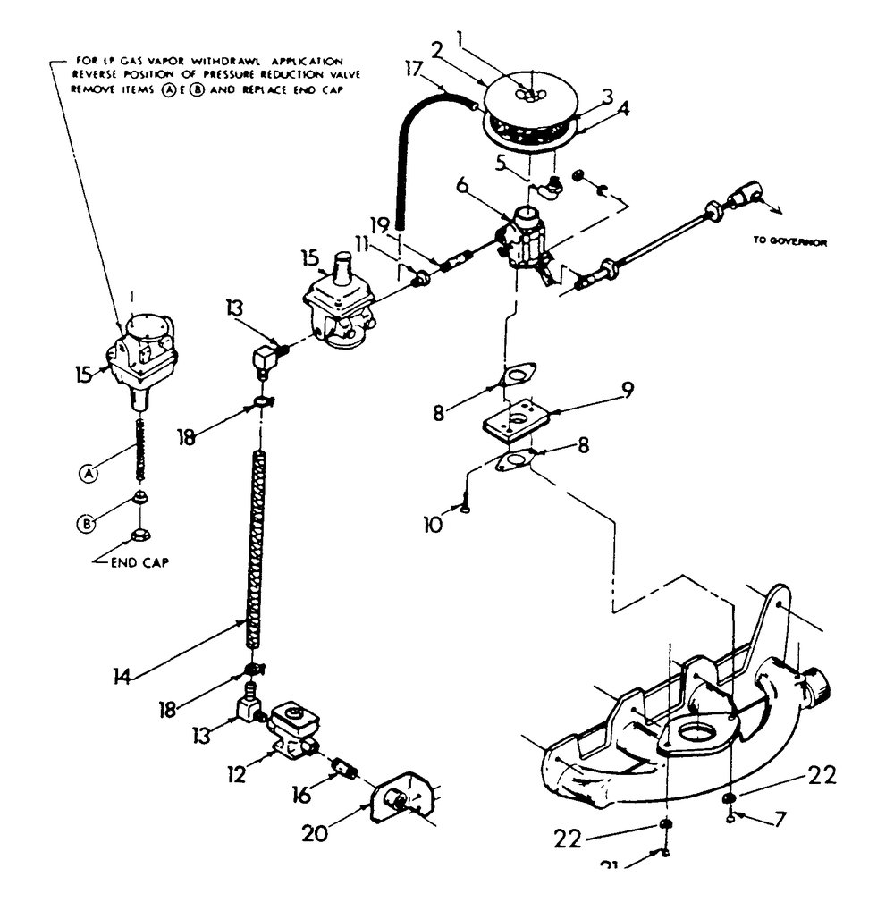 Vapor Withdrawal Carburetor Diagram and Parts List for 9052-0  Generac Generator