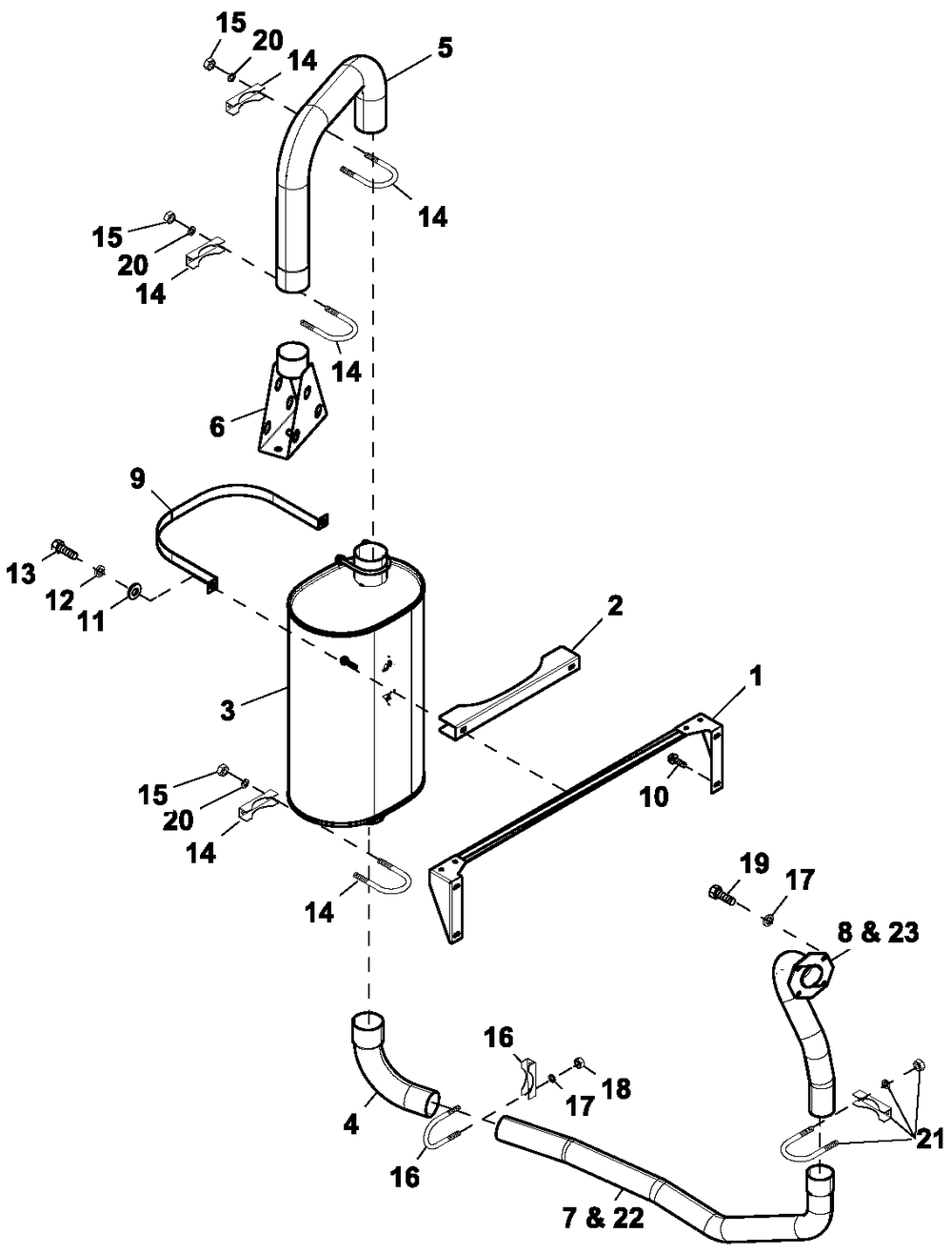 Muffler Exh 2.4l G2 Turbo Diagram and Parts List for QT06024AVSN (5364471 - 5369398)(2009) Generac Generator