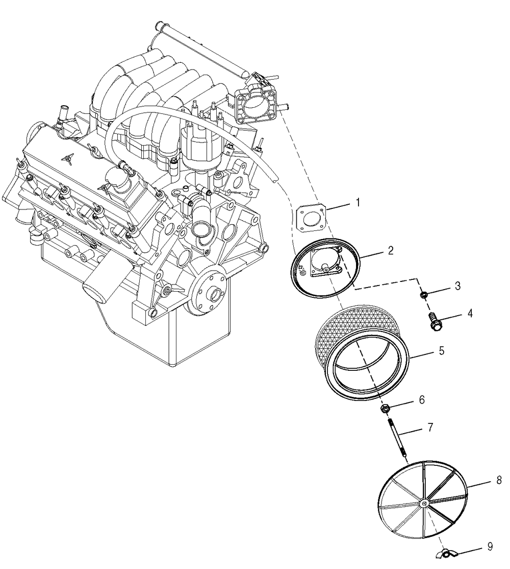 Air Cleaner Diagram and Parts List for 0049175 (4163305 - 4269489)(2007) Generac Generator