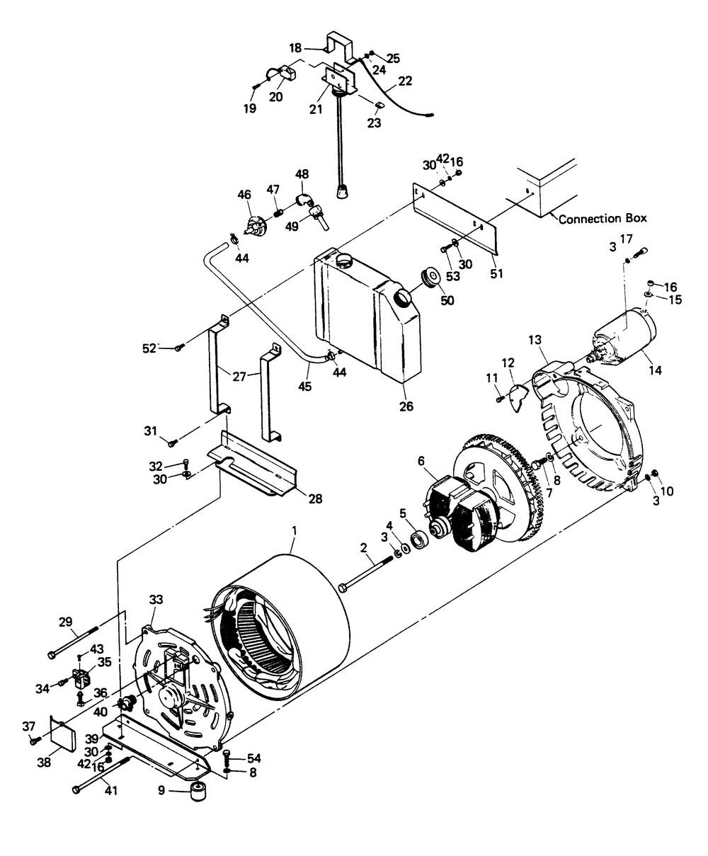 Alternator And Oil Tank Assembly Diagram and Parts List for 6368-2  Generac Generator