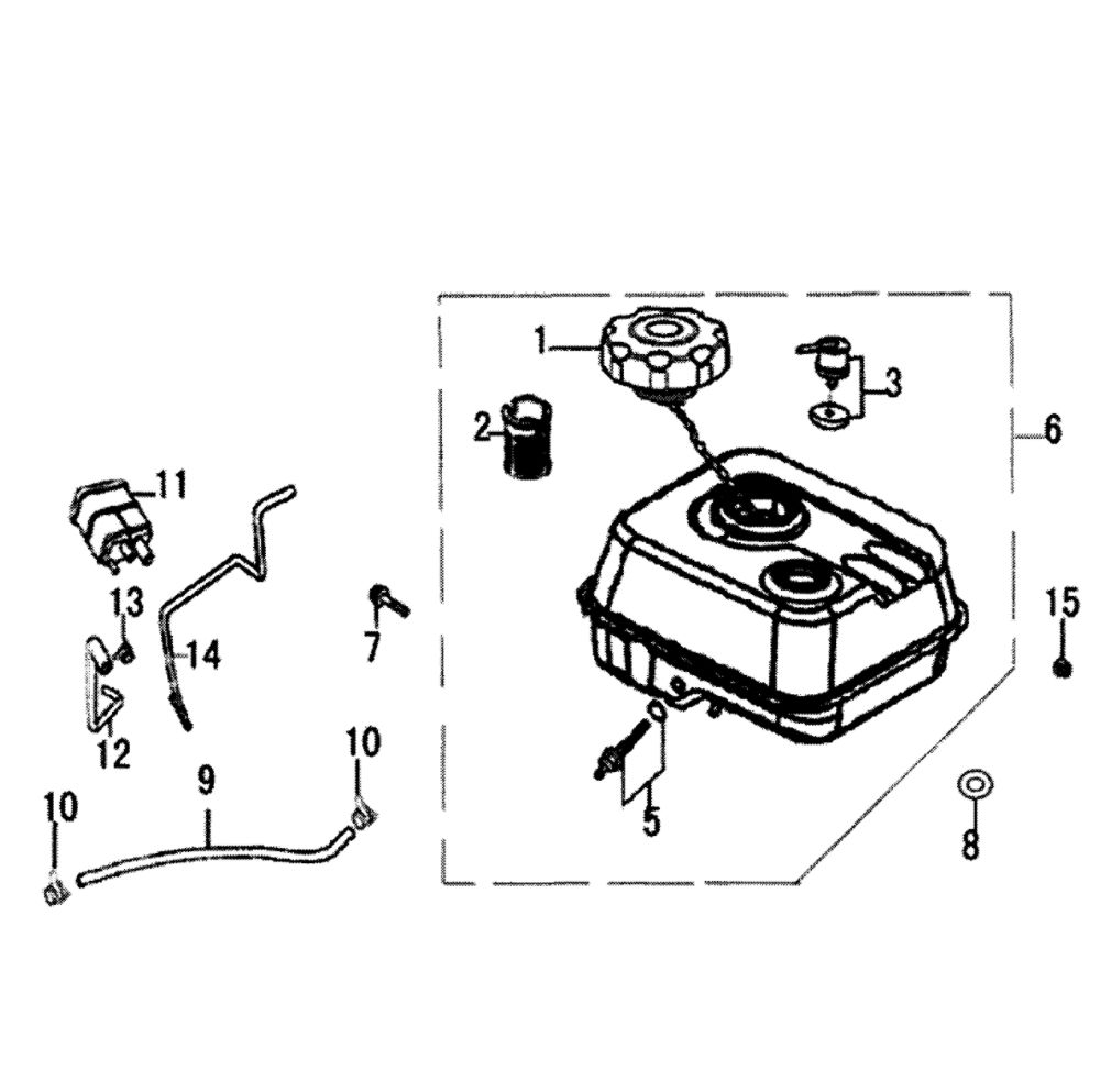 Fuel Tank Diagram and Parts List for 006023-0  Generac Pressure Washer