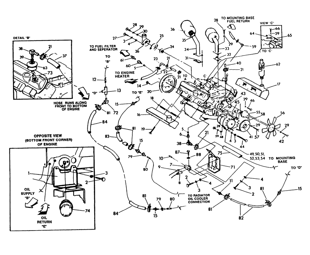 4.3 Liter Engine (Internal) Diagram and Parts List for 9467-1  Generac Generator