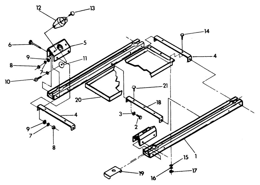 Rail Mounting Diagram and Parts List for 9146-0  Generac Generator