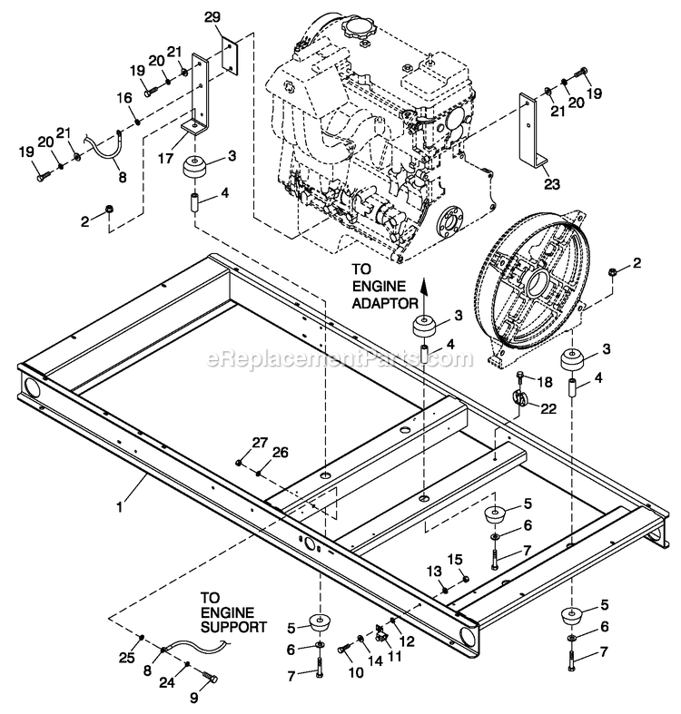 Mounting Base 2.4l C2 (1) Diagram and Parts List for QT04524GNSN (4795891)(2007) Generac Generator