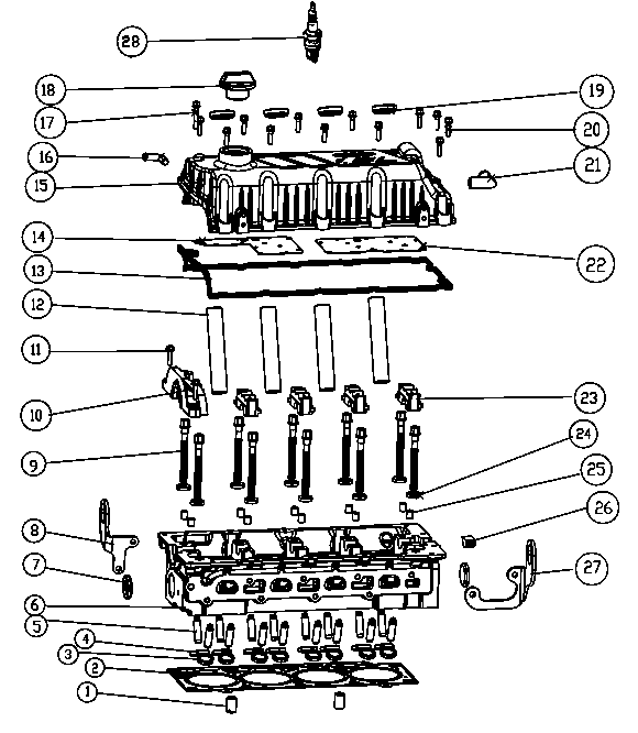 Gas Engine Cylinder Head Assembly Diagram and Parts List for EG03015GNSX (9690215 - 9690216)(2015) Generac Generator