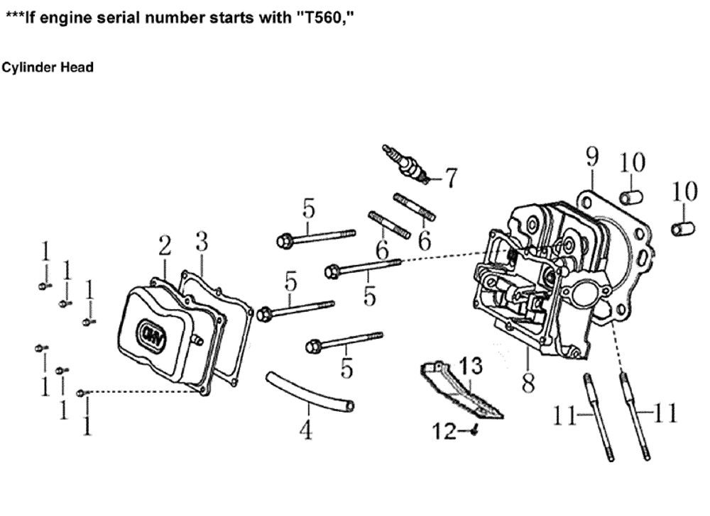 Cylinder Head 2 Diagram and Parts List for 005939-2  Generac Generator