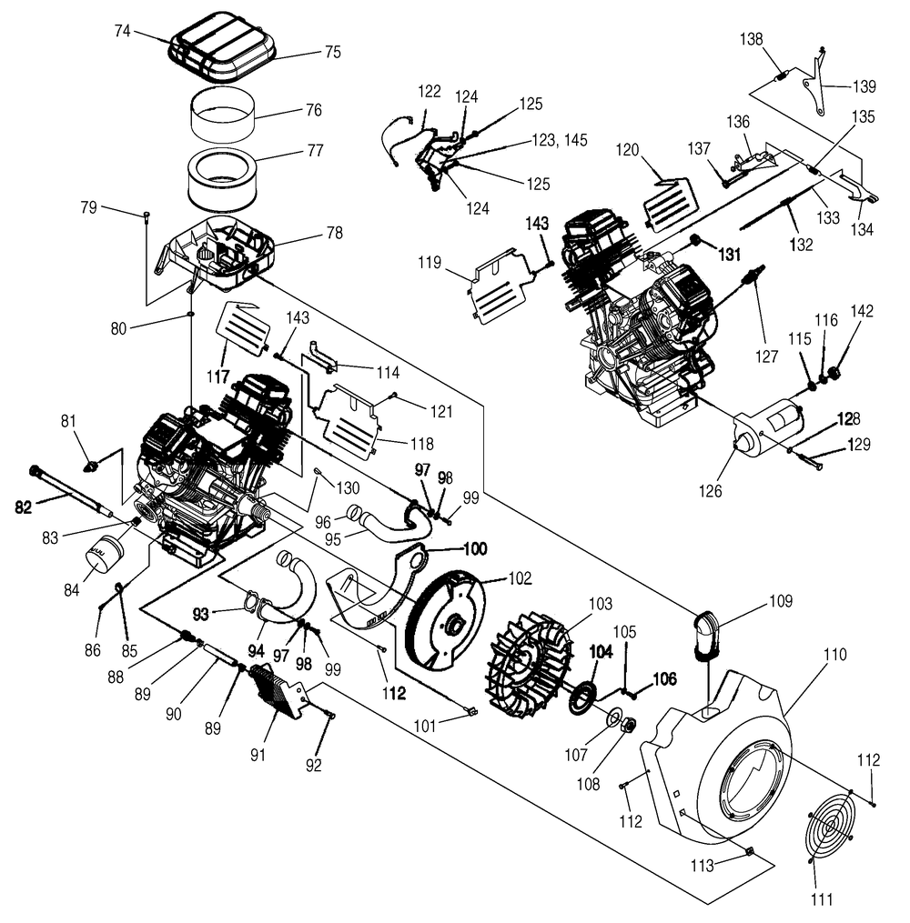 Engine 4 Diagram and Parts List for 0046752 (3772239 - 3992206)(2014) Generac Generator