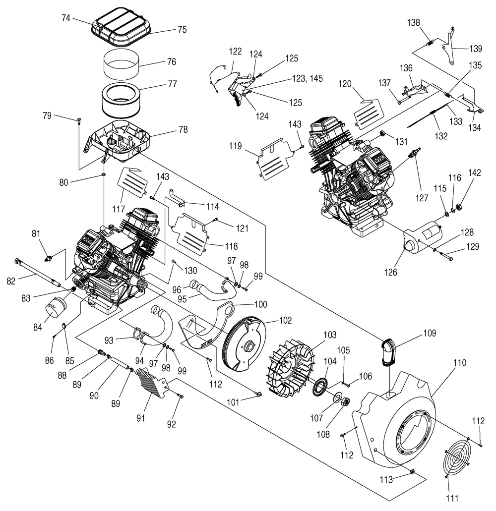 Engine 2 Diagram and Parts List for 0050110 (4724501 - 4954709)(2008) Generac Generator