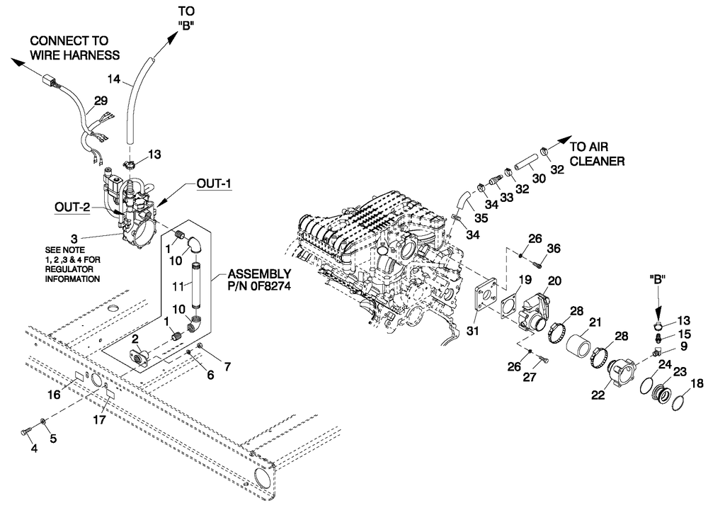 Fuel System 4.2l 48kw Emsn Diagram and Parts List for HT04542ANAX (6264225)(2011) Generac Generator