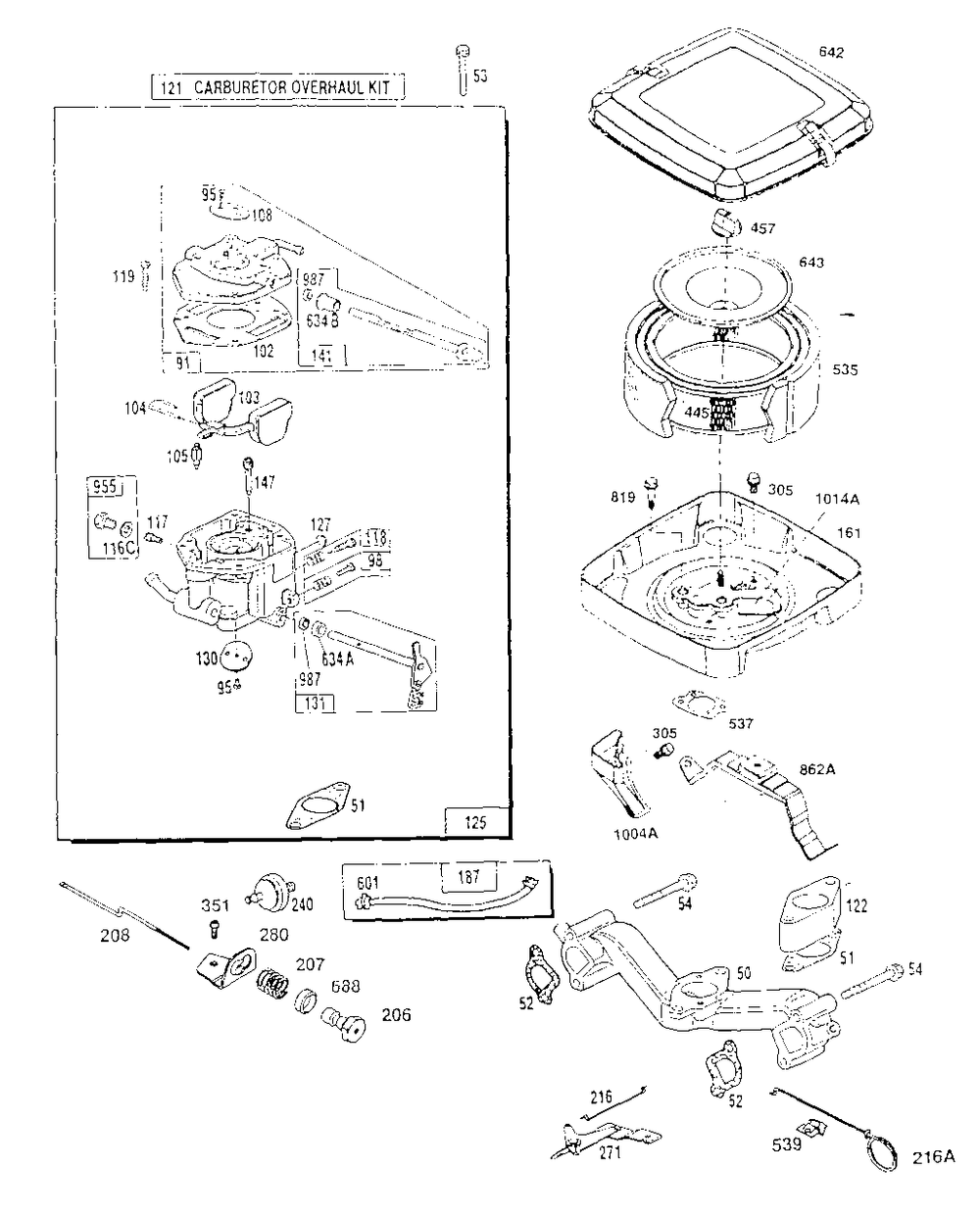 Carburetor And Filter Diagram and Parts List for 3ZC40A (9404-2)(9404-2) Generac Generator