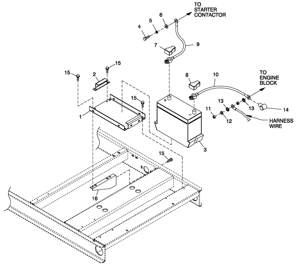 Battery Diagram and Parts List for QT07039AVSN (4166739 - 4225329)(2005) Generac Generator