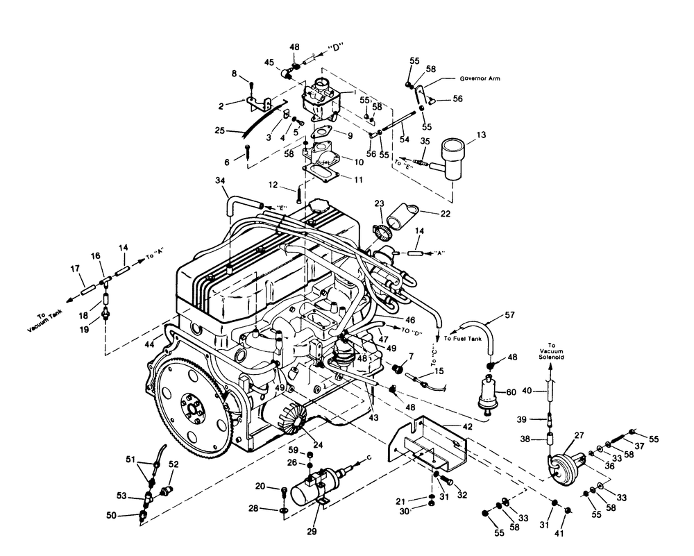 Engine Components Diagram and Parts List for 1012-A  Generac Welder