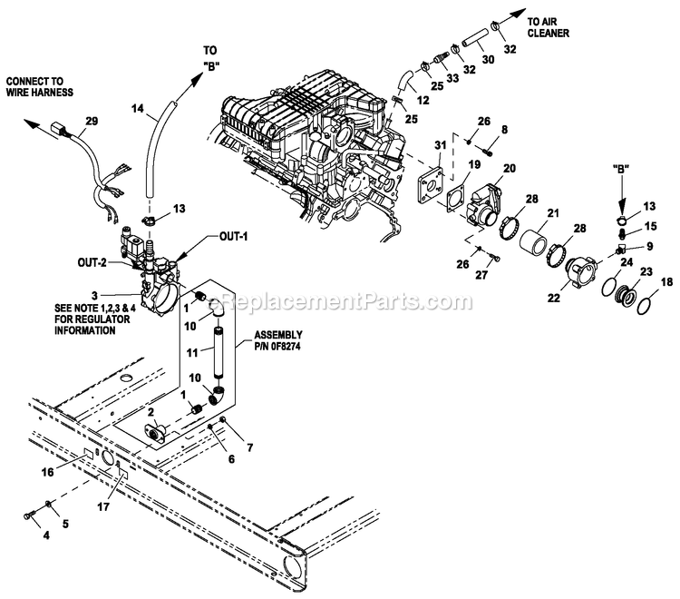 Fuel System 4.2l 48kw Diagram and Parts List for HT04542GNAX (6708400)(2011) Generac Generator