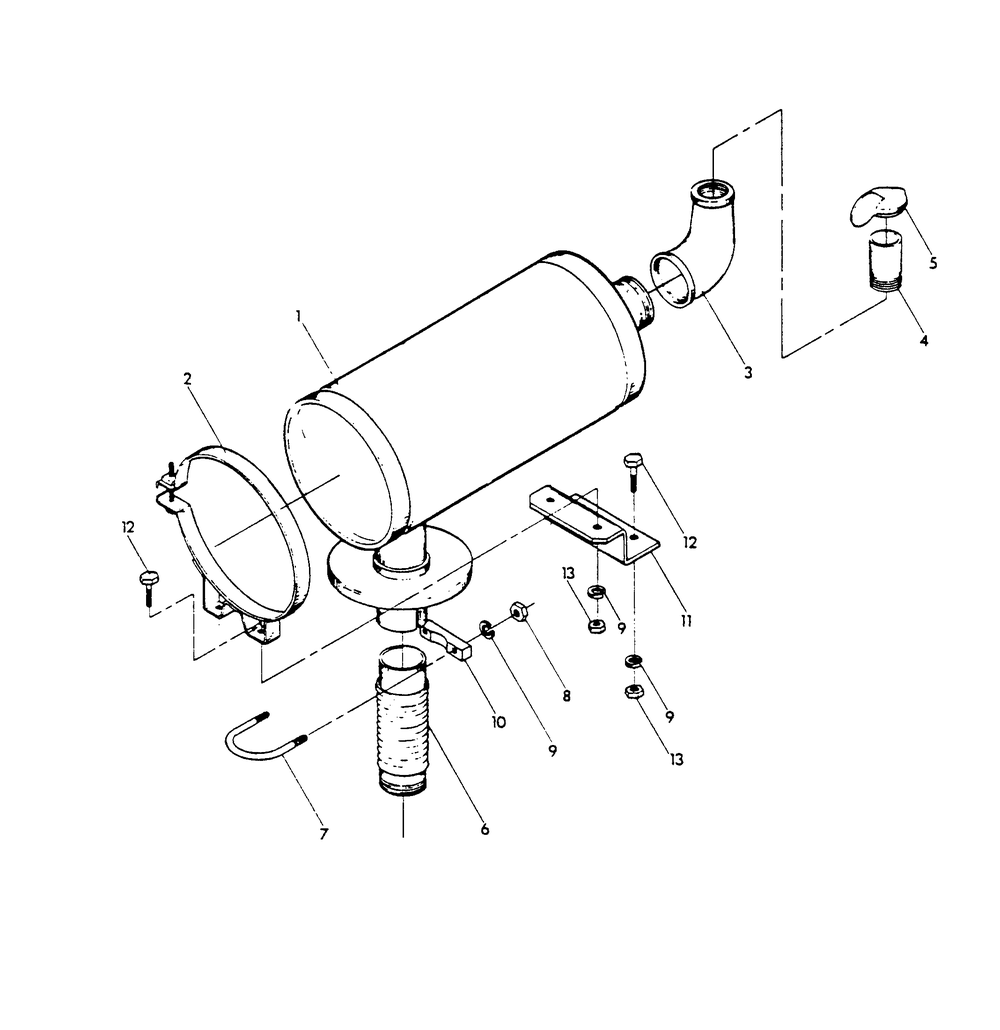 Exhaust Muffler Diagram and Parts List for 9105-1  Generac Generator