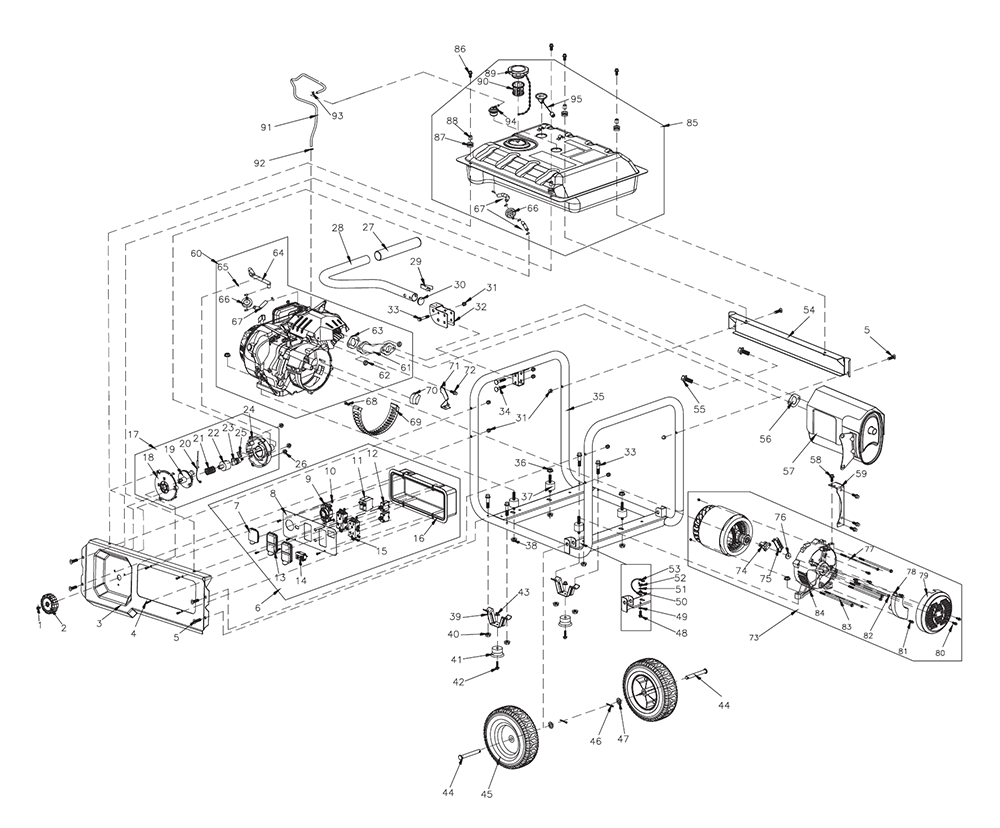 Fig-0 Diagram and Parts List for G0066740 RS5500 Generac Generator