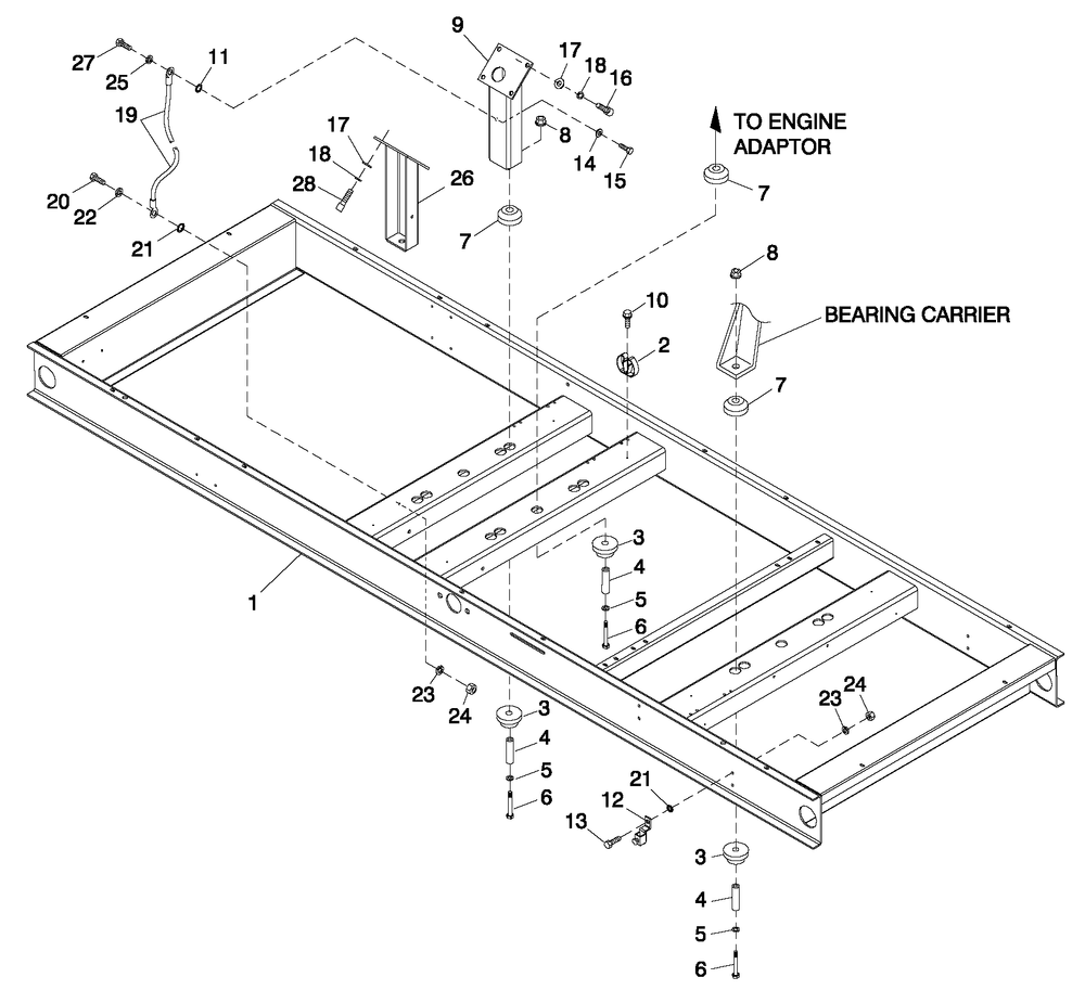 Mounting Base 6.8l 150kw Diagram and Parts List for ET15068AVAY (5955880)(2010) Generac Generator