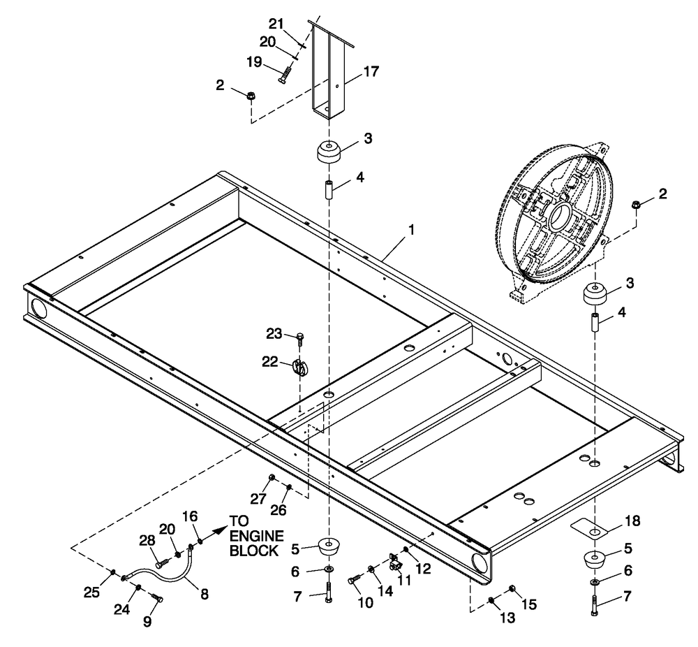 Mounting Base Diagram and Parts List for 0052250 (4005V04478)(2005) Generac Generator