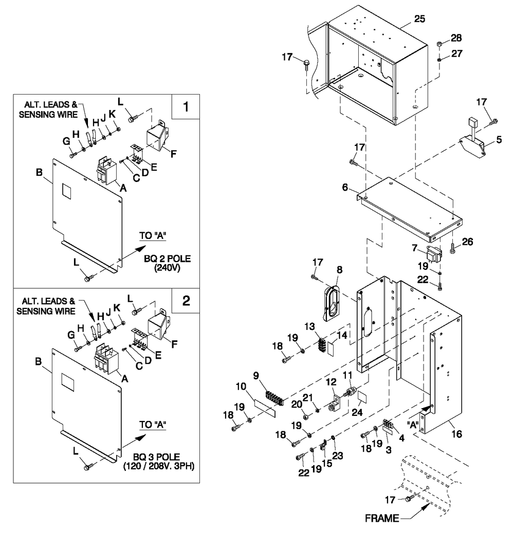 Connection Box C1 Cpl Diagram and Parts List for QT02724ANAN (5041854 - 5046648)(2008) Generac Generator