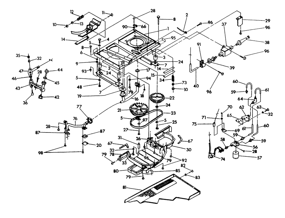 Base And Pulleys Diagram and Parts List for 0784-0  Generac Generator