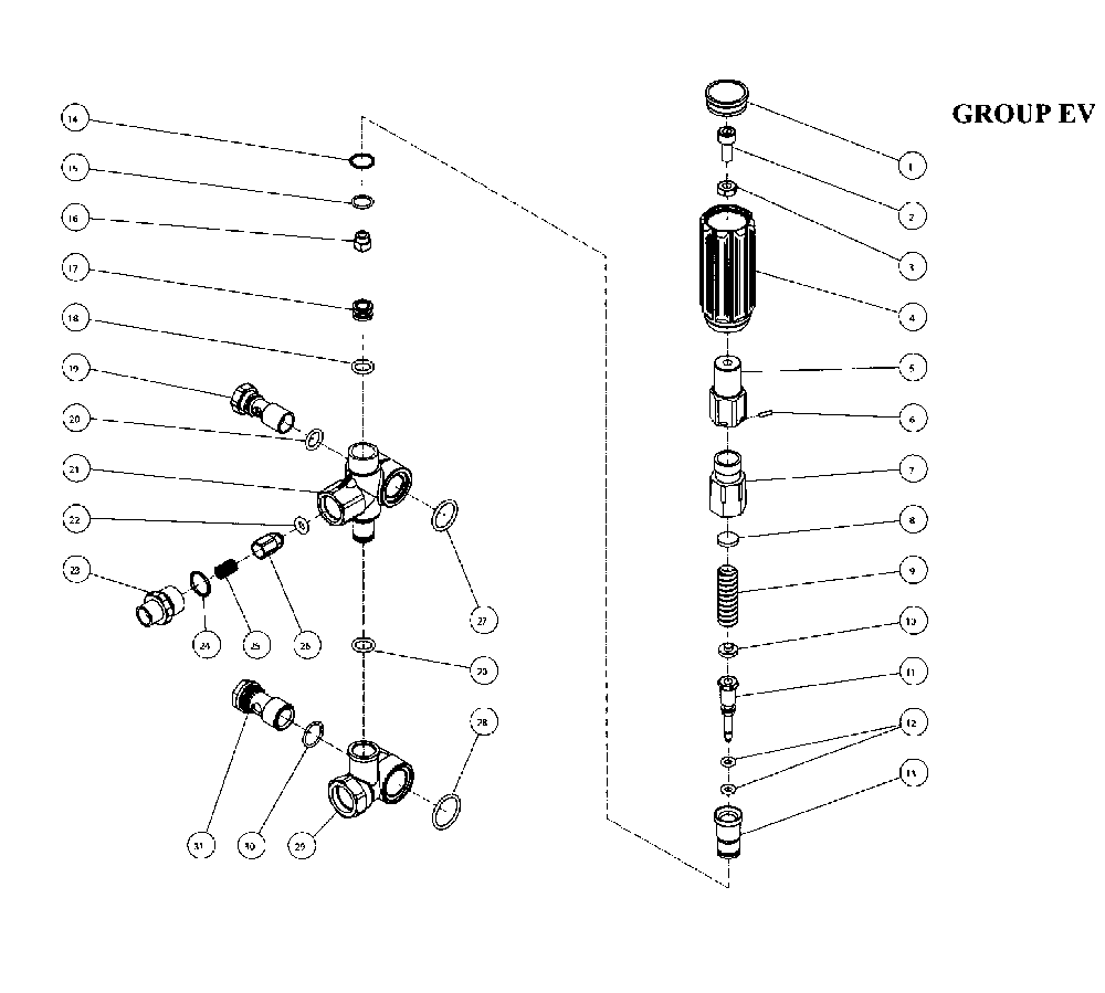 Unloader Diagram and Parts List for 006230-0  Generac Pressure Washer