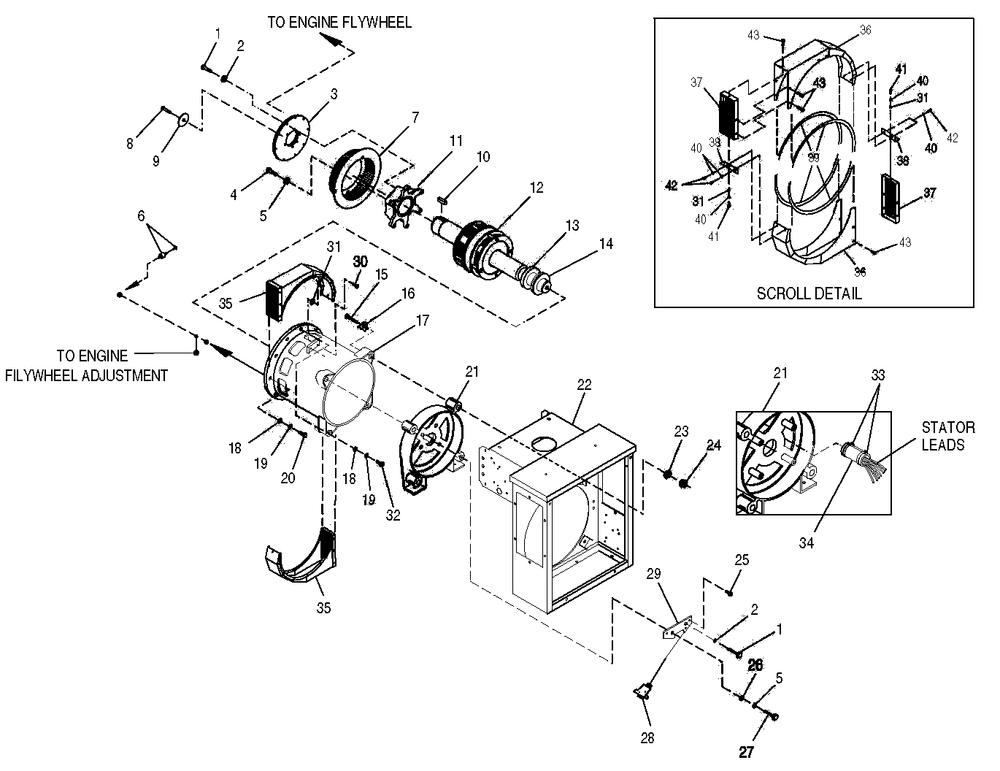 Generator Diagram and Parts List for 0049142 (3804527 - 3808841)(2003) Generac Generator