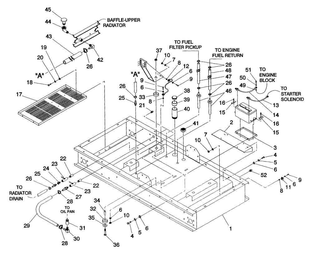 Mounting Base Diagram and Parts List for 4058-0  Generac Generator