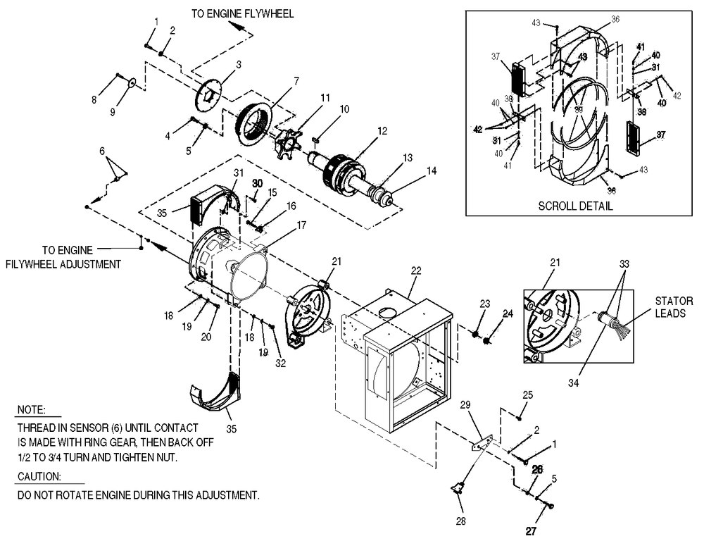 Generator Diagram and Parts List for 0043736 (3704503)(2003) Generac Generator