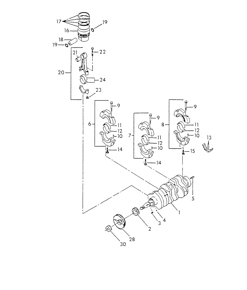Crankshaft, Piston And Flywheel Diagram and Parts List for 9318-0  Generac Generator