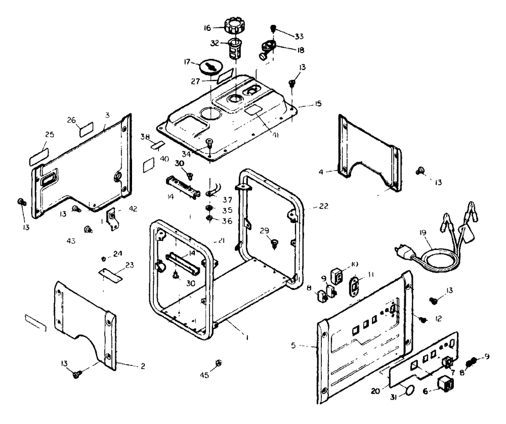Cradle - 1400 Watt Generator No. 67443 Diagram and Parts List for G1600 (8835-0)(8835-0) Generac Generator
