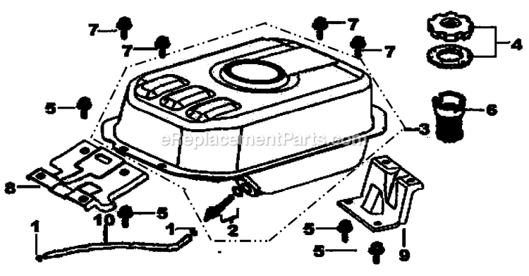 Fuel Tank Diagram and Parts List for 0059910 (6331567)(2015) Generac Generator