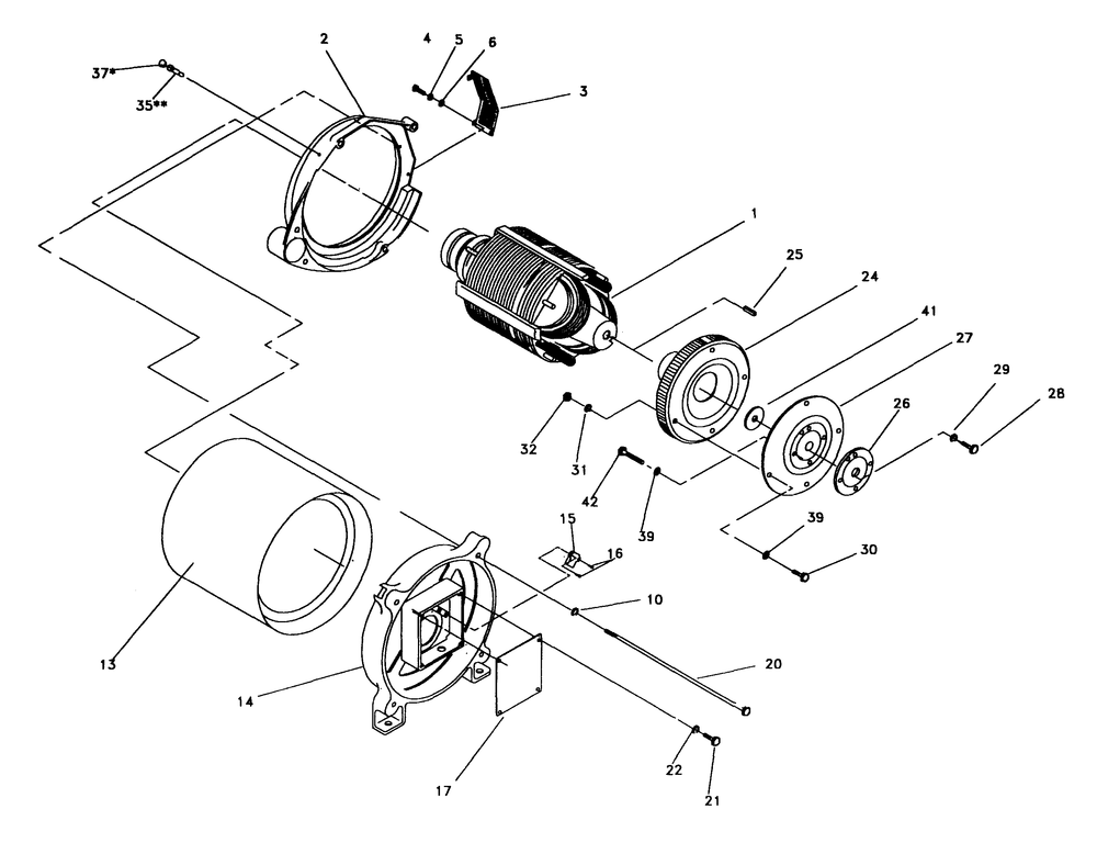 Generator Diagram and Parts List for 0845-2  Generac Generator