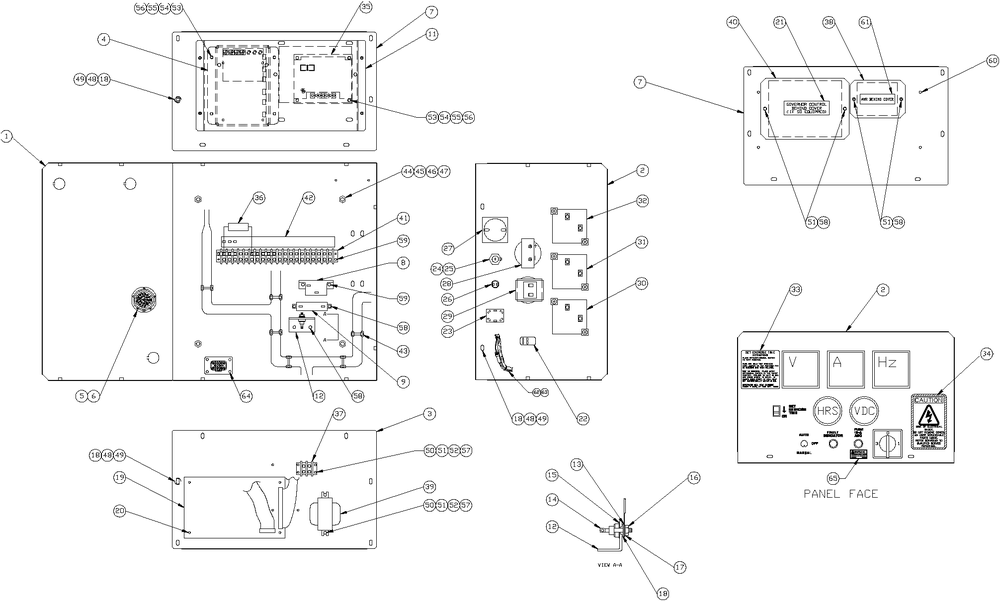 Ev Control Panel Guard/Emis Diagram and Parts List for 0047490 (3650293 - 3651545)(2002) Generac Generator