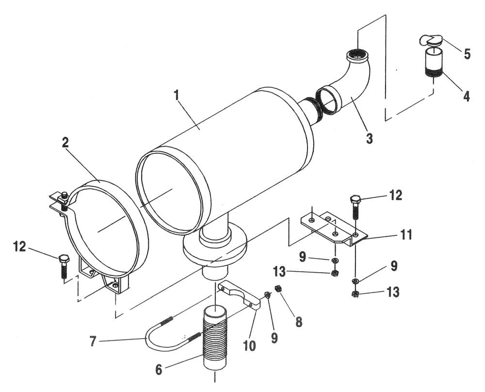 Muffler Diagram and Parts List for 0007570 (3035032)(2014) Generac Generator
