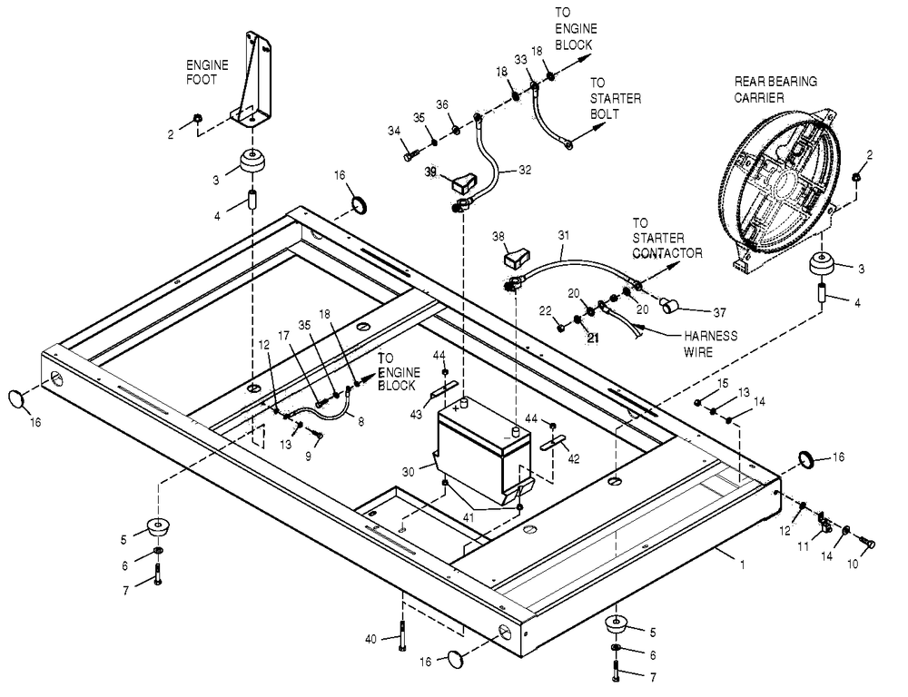 Mounting Base Diagram and Parts List for 0049483 (4082939 - 4101158)(2005) Generac Generator