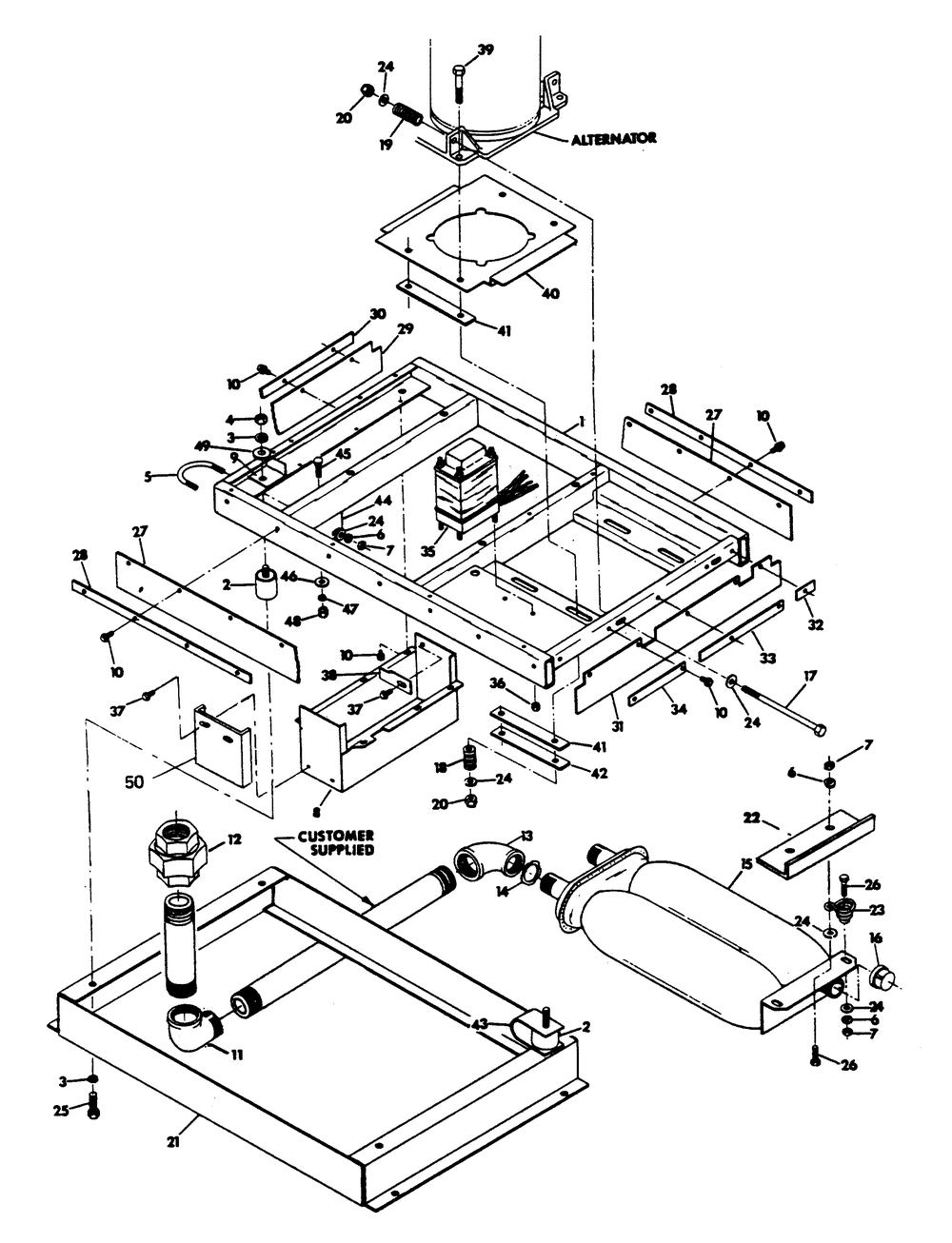 Mounting Base (Part 2) Diagram and Parts List for 6612-0  Generac Generator