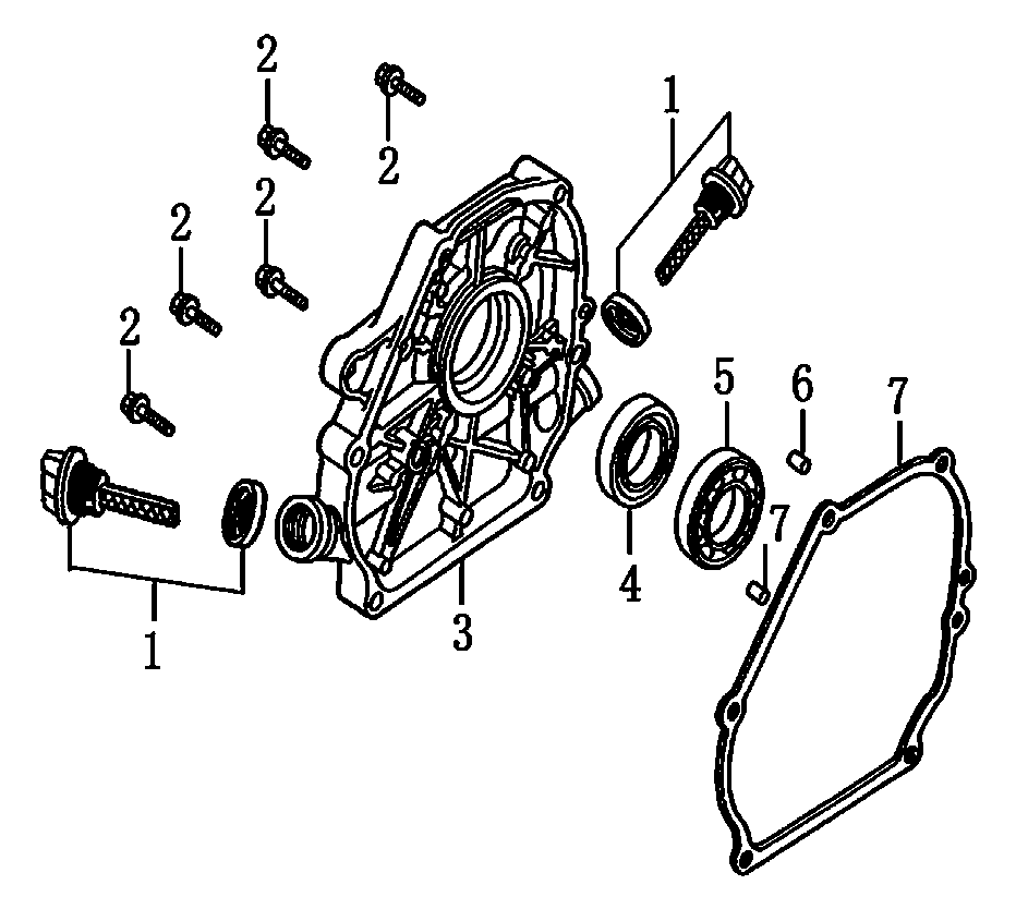 Crankcase Cover Diagram and Parts List for 0065490 (9137065 - 9924595)(2015) Generac Generator