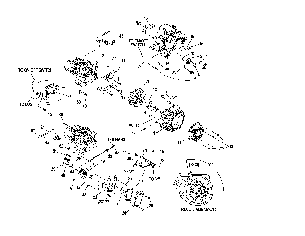 Engine assy Diagram and Parts List for XG4000-5778-0  Generac Generator