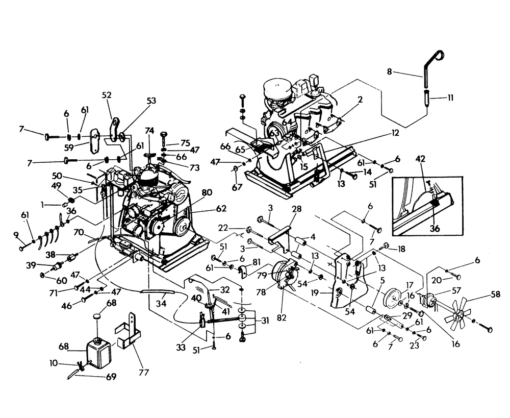 Engine Common Parts Diagram and Parts List for 9382-0  Generac Generator
