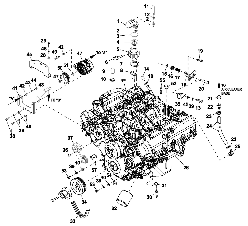 Engine Common Parts Lh 4.6l G3 Diagram and Parts List for CT08046ANSN (3507V24654)(2007) Generac Generator