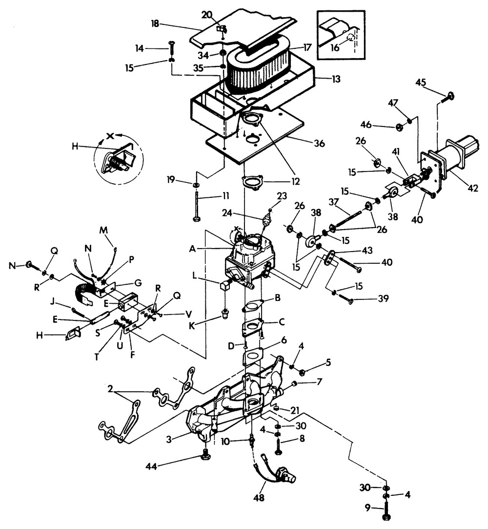 Carburetor (Part 1) Diagram and Parts List for 9340-2  Generac Generator