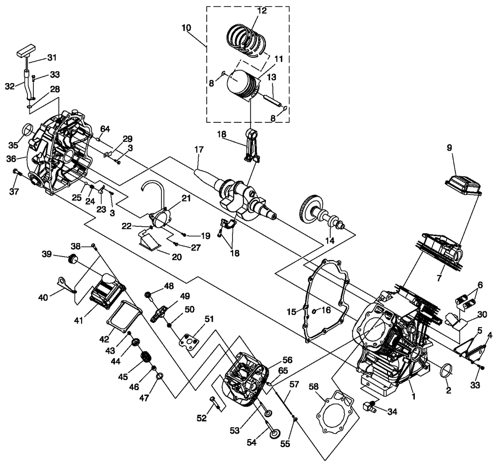 Engine 1 Diagram and Parts List for 0062660 (8691208 - 8691243)(2014) Generac Generator
